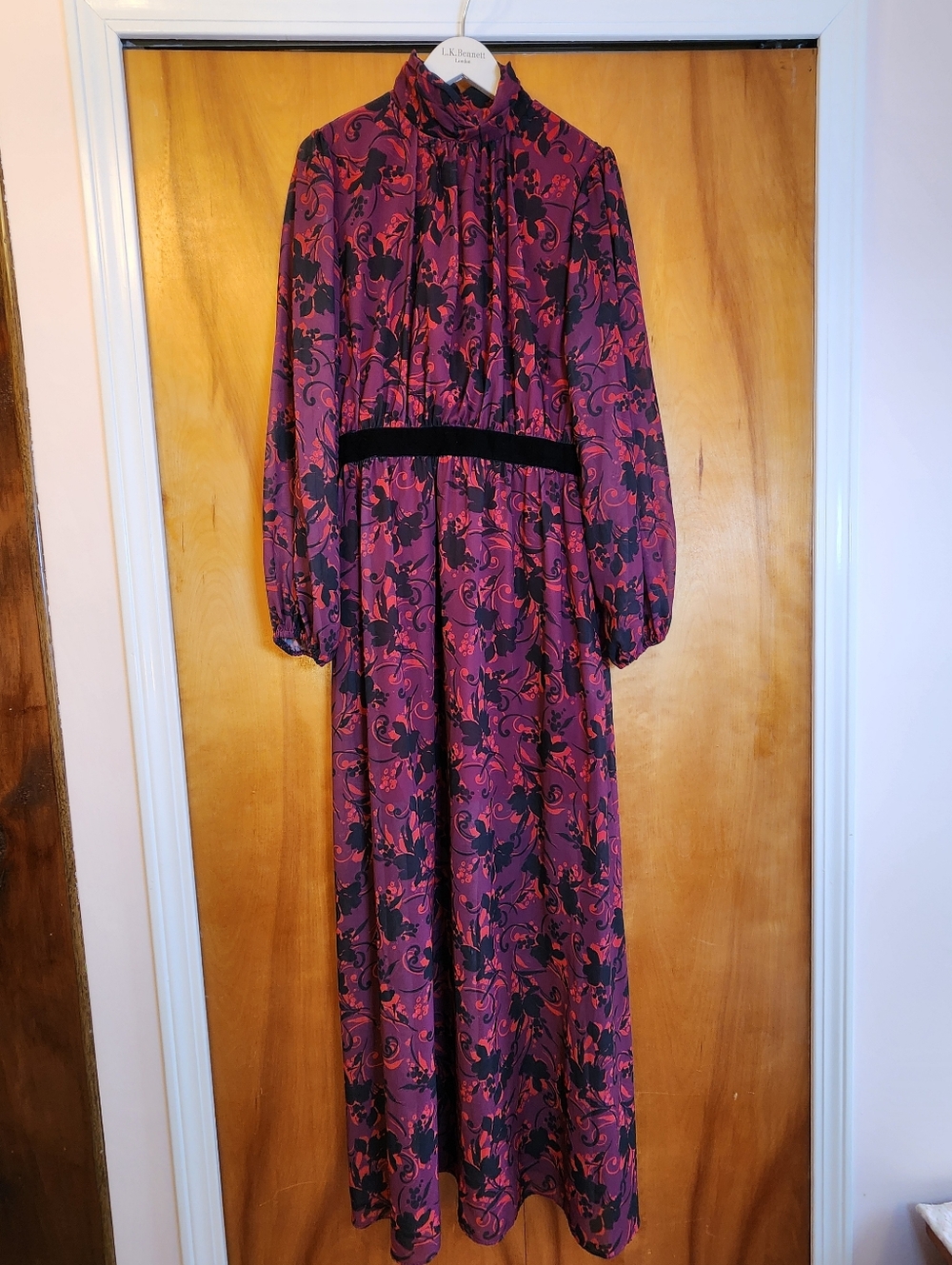 LDT Women's Long Sleeved Brooke Maxi Dress in Raspberry Floral, Size 6, $295